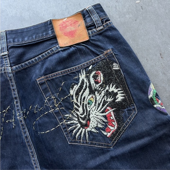 BEAUTIFUL ED hardy baggy Y2k jeans - Picture 2 of 8